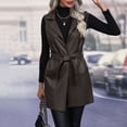 thumbnail image 6 of TrendOFT Faux Leather Vest For Women Long Lapel Sleeveless Drape Open Front PU Cardigan Coffee L, 6 of 8