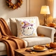 thumbnail image 6 of sruoe Halloween Cute Ghost Plush Throw Pillow Cover 17.71in, Halloween Square Cushion Case, Cute Halloween Decor for Sofa, Bedroom, Indoor Home Layout, 6 of 8