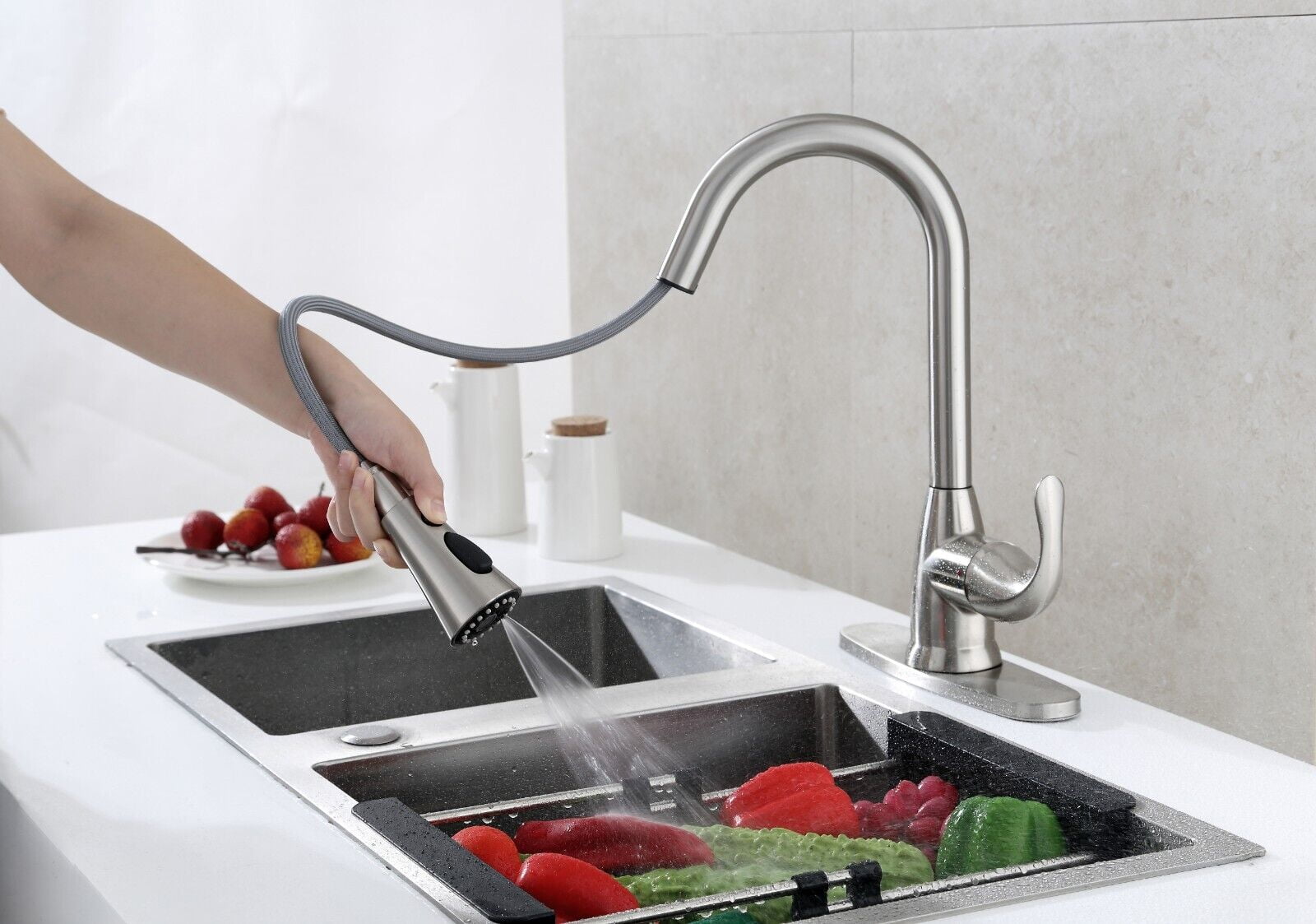 Frigidaire Alexis Single Handle Pull Down Kitchen Sink Faucet in Brushed Nickel with 3 Function Spray Head 23-Frigidaire-Alexis-BN