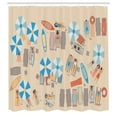 thumbnail image 2 of Ambesonne Tropical Shower Curtain, Beach Scene Top View Coast, 69"Wx75"L, Ecru and Sea Blue, 2 of 4