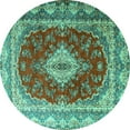 thumbnail image 1 of Ahgly Company Indoor Round Persian Turquoise Blue Traditional Area Rugs, 8' Round, 1 of 4
