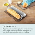 thumbnail image 3 of Chicago Metallic Perforated French Bread Pan - Non-Stick Baguette Pan | For Baking Crisp, Golden-Brown Crust - Heavy-Weight Aluminum Bread Baking Tool | (16" L x 9" W x 2.5" H) - Dishwasher Safe, 3 of 6