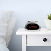 SHARP Digital Alarm Clock, Cosmic Silver, Easy to Set Controls, Red LED Display