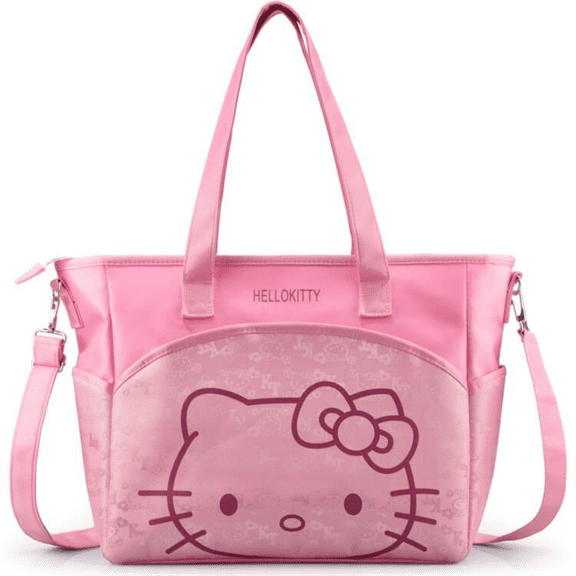 Eyucdvc Hello Ki- Tty Large Capacity Mommy Tote Bag, Convertible Hand & Shoulder Travel Organizer Bag for Daily Outings & Family Trips