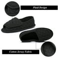 thumbnail image 2 of Open Toe Plaid Slippers for Women Memory Foam Adjustable Hook & Loop Closure Wide House Shoes, Black 10, 2 of 6