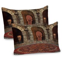 Ambesonne Gothic Pillow Sham 2 Pack, King Vintage, 36"x20", Burgundy Grey