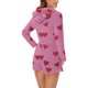 thumbnail image 5 of Mono cálido con capucha y orejas para mujer, estampado de manga larga, pantalones cortos, mono corto con cremallera, bolsillo, ropa de dormir, ropa de casa, tops de poliéster para mujer, 5 of 5