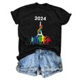 thumbnail image 1 of TSADFHJI Hauts pour Femmes Manches Longues Automne T-Shirt d'Été Manches Courtes Col Rond Motif Haut Décontracté S Noir, 1 of 4
