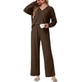 thumbnail image 5 of Cueply Lounge Sets for Women 2 Piece Outfits Fall Long Sleeve Knit Sweater Top Wide Leg Pants Loungewear Winter Matching Set, 5 of 8