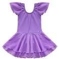 thumbnail image 4 of Doomiva Girls Short Ruffle Sleeves Ballet Dance Tutu Dress Gymnastics Leotard Ballerina Costume Purple L, 4 of 7