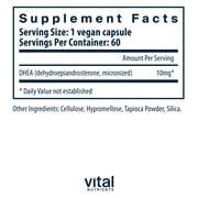 Vital Nutrients DHEA 10mg | Vegan Micronized DHEA Supplement for Women & Men | Supports Hormone Balance | Supports Healthy Metabolism of Sugar & Minerals | Gluten, Dairy, Soy Free | 60 Capsules
