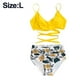 thumbnail image 2 of Conjuntos de bikini para mujer Traje de baño de dos piezas Cintura alta Cuello en V Torcido en la parte delantera Tirantes finos ajustables Traje de baño, 2 of 5