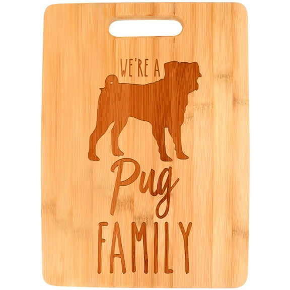 ThisWear Pug Dog Mom We're A Pug Family Dog Lover Big Rectangle Bamboo Cutting Board