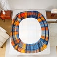 thumbnail image 5 of Castle Fairy Teens Adults Blue Orange Checkered Queen Sheet Sets,Stripes Plaid Bed Set, 5 of 7