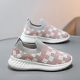 thumbnail image 6 of Djtdsds Toddler Boys Girls Plaid Knit Sock Shoes Breathable Slip On Lightweight Casual Walking Sneakers Color:Pink,Size:9-10 Years, 6 of 9