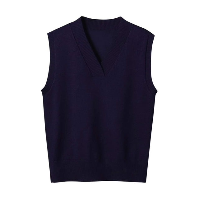MeetoTime Chandail Sans Manches pour Femme, Col en V, Basique, Uniforme, Tricot, Camisole Tricotée