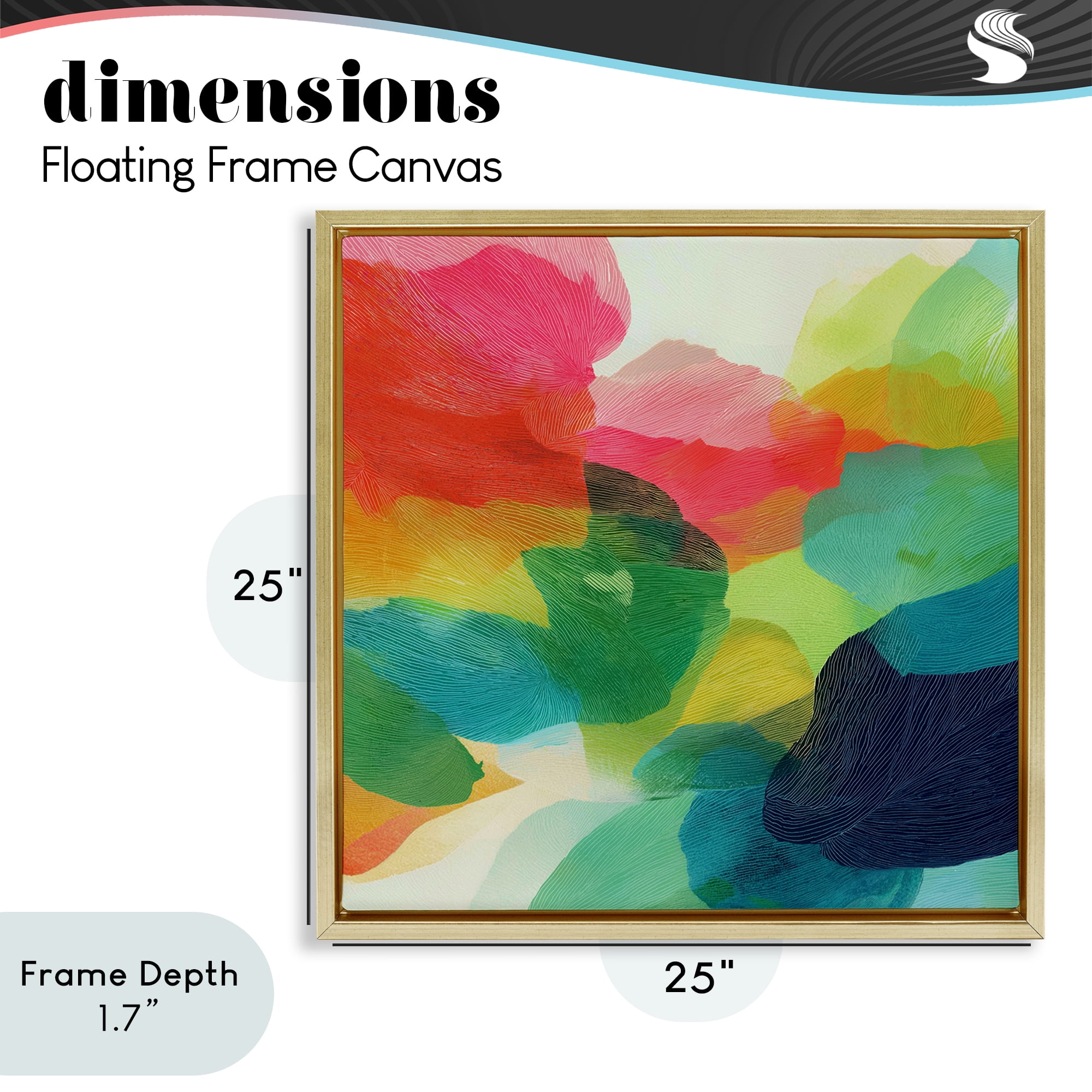 Stupell Industries Vivid Flowing Color Field Gold Framed Floater Canvas Wall Art, design by Chromatic Storm Studio