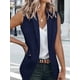 thumbnail image 4 of Chaleco Blazer Sin Mangas para Mujer, Informal, con Abertura Frontal, un Botón, Chaqueta de Verano con Bolsillos. Azul Marino M, 4 of 6