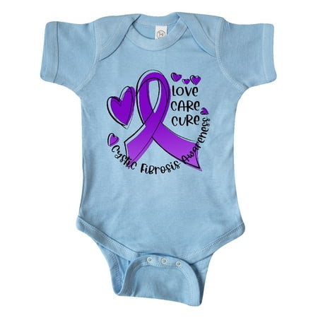 

Inktastic Love Care Cure Cystic Fibrosis Awareness Purple Ribbon Gift Baby Boy or Baby Girl Bodysuit