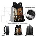 thumbnail image 6 of Uourmeti Two Horses Design Durable Backpack, 17 Inch Large Storage Polyester Backpack Smooth Zipper School Backpack for Kids, 6 of 6