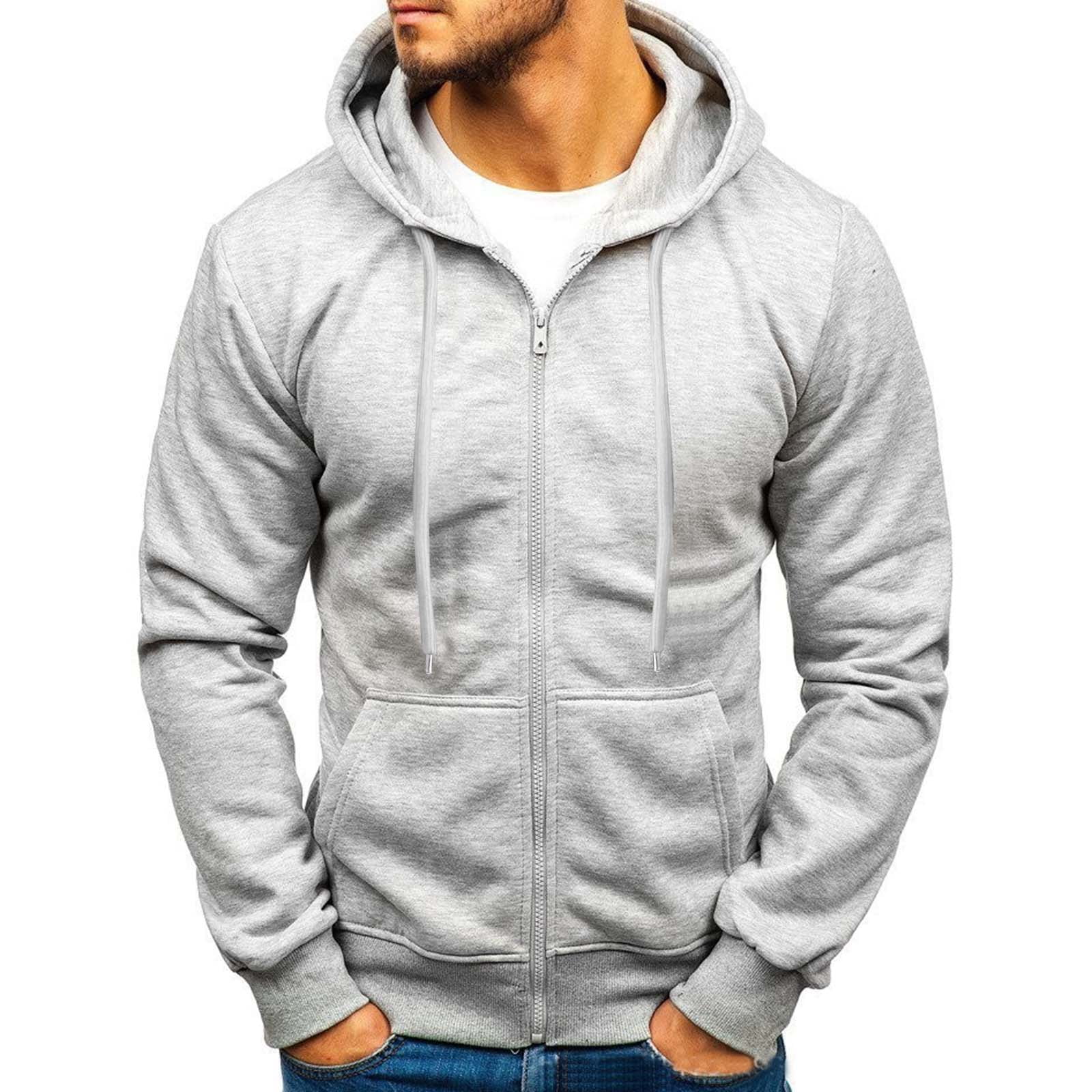 Outfmvch Hoodies For Men Hoodie Thick Fleece Custom Graphic Printed Hooded Shirt Sweat Men Luxury Hoodie Zip Up Hoodie Gray Xl