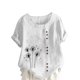 thumbnail image 1 of Vestidos Casuales Para Mujer, Blusas De Mujer De Moda Blusa informal de lino con cuello redondo, manga corta y botones para mujer, 1 of 4