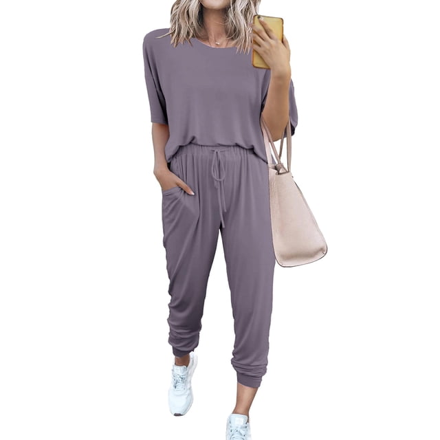 Conjunto de Jogger de Dos Piezas para Mujer PRETTYGARDEN Gris Talla Small