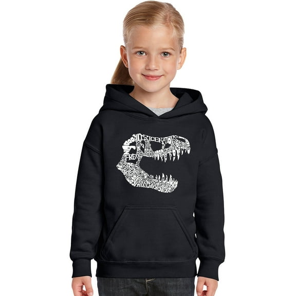 LA Pop Art Girl's Word Art Hooded Sweatshirt - TREX