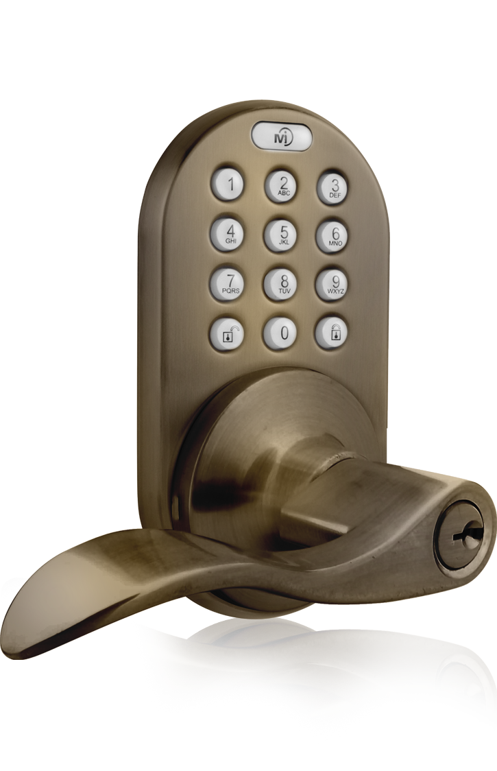 Keyless Entry Lever Handle Door Lock with Electronic Digital Keypad Antique  Brass
