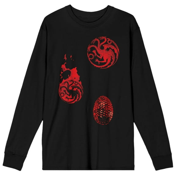 Game of Thrones Dragon Fire Egg Art Women's Black Long Sleeve Tee-Medium