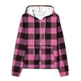thumbnail image 5 of Sudadera con capucha de manga larga para mujer, informal, con capucha, holgada, a cuadros, de manga larga, para otoño e invierno, 5 of 5