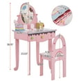 thumbnail image 3 of Ktaxon Kids' Wooden Vanity Table and Stool Set with Toy Vanity Accessories, Princess Makeup Dressing Table,Children's Furniture, Girls Gift, Pink, 3 of 12