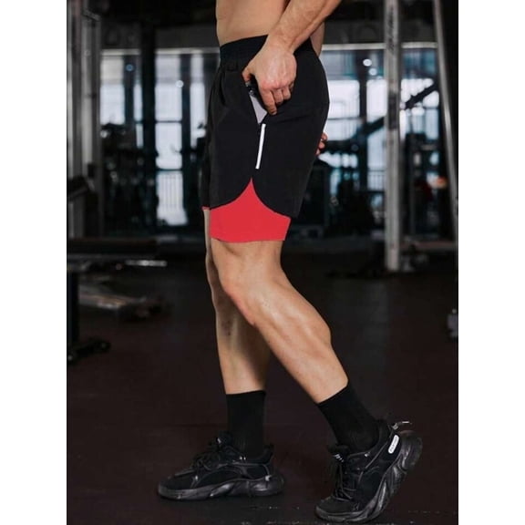 Culish Mens Sports Shorts Black Red