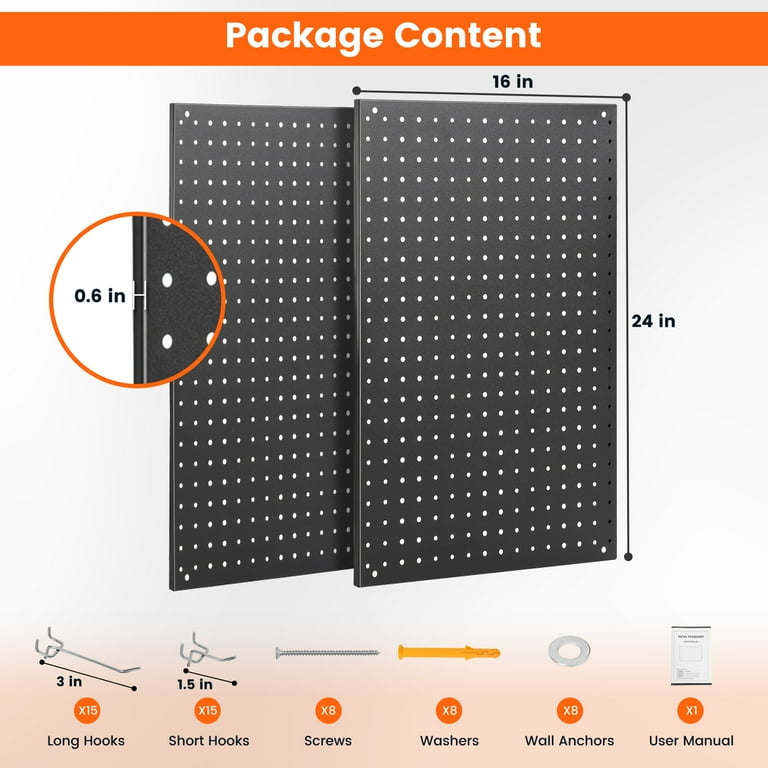 Blacksmith Metal Pegboard Panels, 32x24 Inch Black With 30 Hooks photo 6