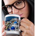 thumbnail image 2 of 3drose, City Buildings Over Looking the Aegean Sea, Oia, Santorini, Greece, 15oz Two-tone Black Mug, 2 of 6