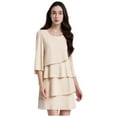 thumbnail image 1 of YiZYiF Robe de Soirée à Volants Manches Courtes Superposée Col Rond Robe Formelle pour Mariage Femmes Champagne S, 1 of 6