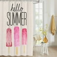 thumbnail image 4 of Fabric Shower Curtain, Hello Summer Pink Popsicle Khaki Texture Bathroom Curtain with 12 Hooks Waterproof No Bad Odor Machine Washable Bath Curtains for Bathroom, Spa Room, Background Cloth, 66"x72", 4 of 6