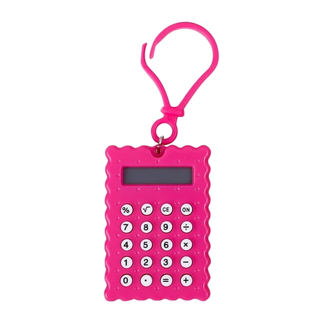 SLYNSHome Portable Mini Calculator 8 Digit,Pocket Small Calculator with Keychain for Office Business Use - Hot Pink