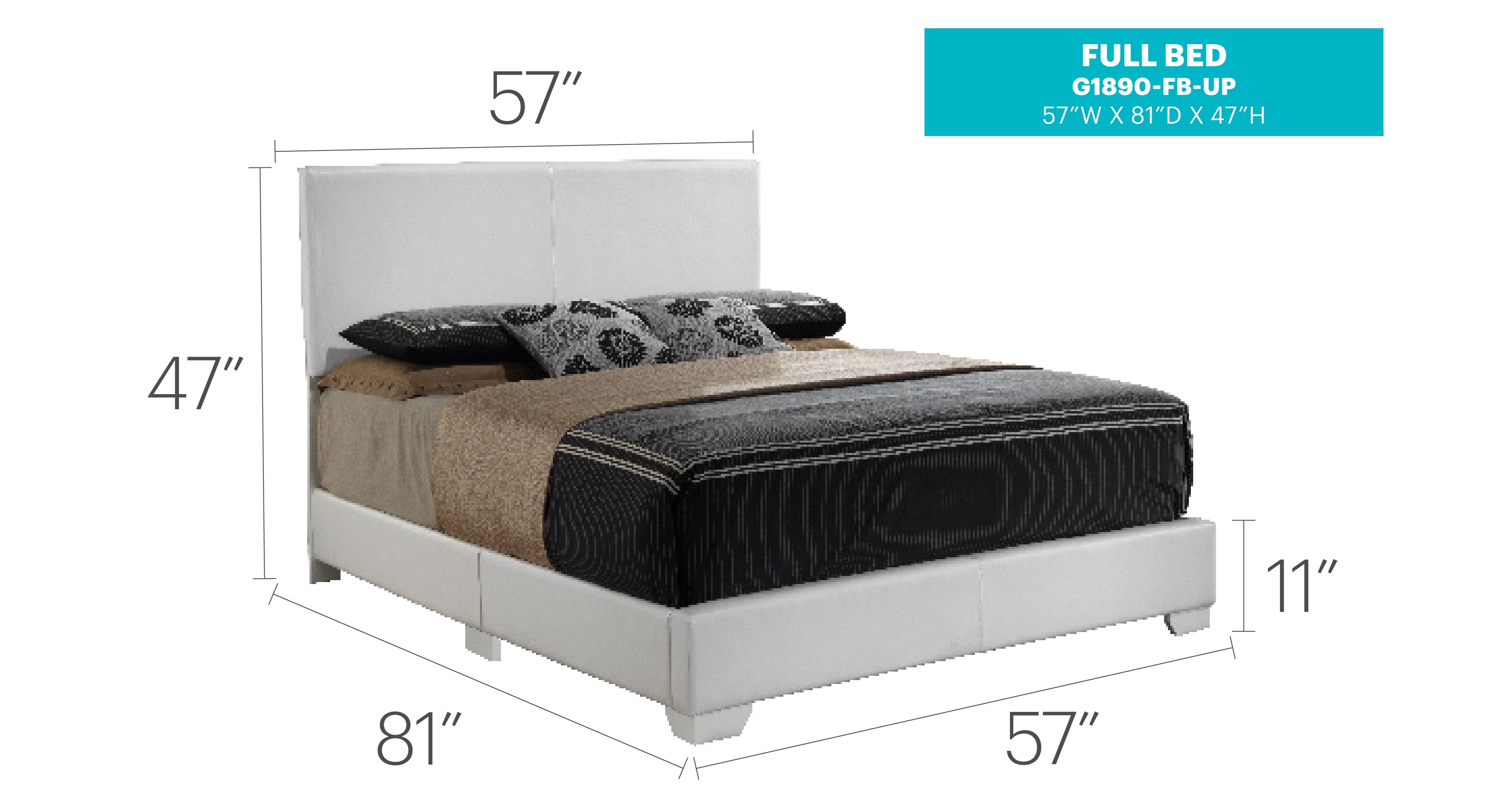 Glory Furniture Aaron Full Bed in White Color