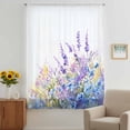 thumbnail image 3 of Lavender Sheer Curtains 63 Inches Long, Purple Blue Flower Floral Country Spring Light Filering Curtains, Breathable Simi Curtain Privacy Drapes for Living Room Bedroom Lightweight Window Treatment, 3 of 9