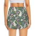thumbnail image 4 of Uemuo Retro Bunny Floral Pattern Women's Athletic Shorts High Waisted Running Shorts with Liner Pockets Gym Elastic Workout Shorts-, 4 of 9