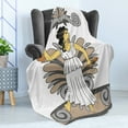 thumbnail image 4 of Retro Soft Flannel Fleece Throw Blanket, Greek Woman with Amphoras in Classical Style Colored Variant Art, Cozy Plush for Indoor and Outdoor Use, 70" x 90", Grey Pale Brown Black, by Ambesonne, 4 of 5