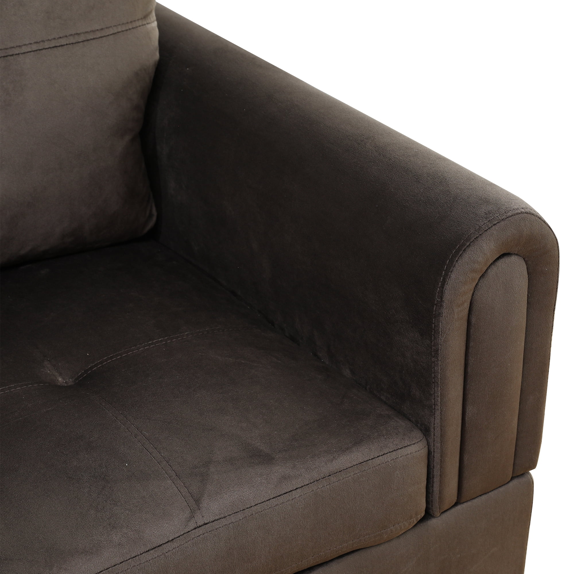 Aukfa Sectional Sofa, Living Room Couch with Storage Ottoman, Left Face Chaise, Flannel, Dark Brown