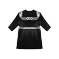thumbnail image 4 of Linjinx Garçons Enfants Robe de Boxe Robe Longueur Complète Cape à Capuche en Satin avec Ceinture Tenue de Boxe d'Halloween Noir&Argent 6, 4 of 5
