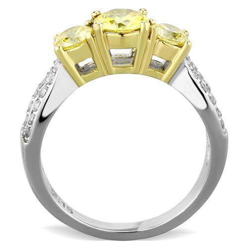 Two Tone IP Round Cubic Zircon CZ AAA Engagement Ring Size 5 6 7 8 9 10 TK1795 