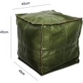 thumbnail image 2 of SCUQI Unstuffed Faux Leather SCUQI Pouf Ottoman Cover Handmade Footstool Storage Cube Poof Pouffe Accent Chair Seat Footrest for Living Room Bedroom Patio Gym (18"X18"X18", Emerald), 2 of 5