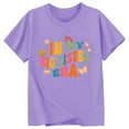 thumbnail image 3 of Summer Tops Toddler Kids Girls Summer Big Sister Letter Print Short Sleeve Casual T Shirt Lightweight Breathable Soft Top Girls T Shirts Purple 6 Years-7 Years, 3 of 3