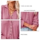 thumbnail image 5 of Blusa informal de manga larga con cuello vuelto para mujer, color rosa, talla L, elegante blusa de punto con cuello en V, 5 of 6