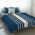 thumbnail image 4 of Navy Blue Beige Striped Blanket Soft Cozy Warm Throw Blanket for Couch, Plush Fuzzy Flannel Fleece Blankets for Sofa, Modern Farmhouse Retro Lines Bed Blankets Lightweight Gifts for Women, 30"x40", 4 of 9