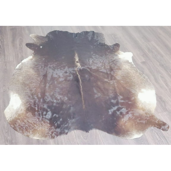 Tricolor Cow Skin Area Rug Hair on Leather Hide 5 ft X 5 ft - 25 x 25 sq.ft Approx. Multicolor